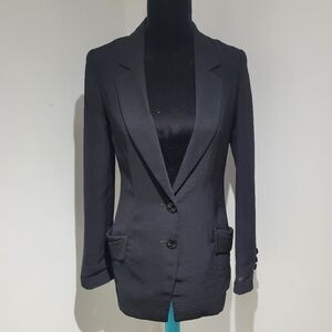 VOV Voice of Voices Women's Longline Sheer Blazer 2 Black Minimalism Eveningwear